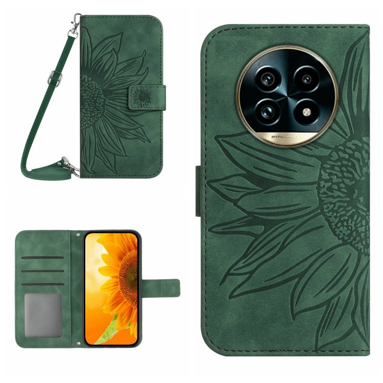 Skin Feel Sun Flower Embossed Flip Leather Phone Case with Lanyard, For Realme 14 Pro+ 5G, For Realme C75 4G, For Realme 13+ 5G Global, For Realme 13 Pro 5G / 13 Pro+ 5G