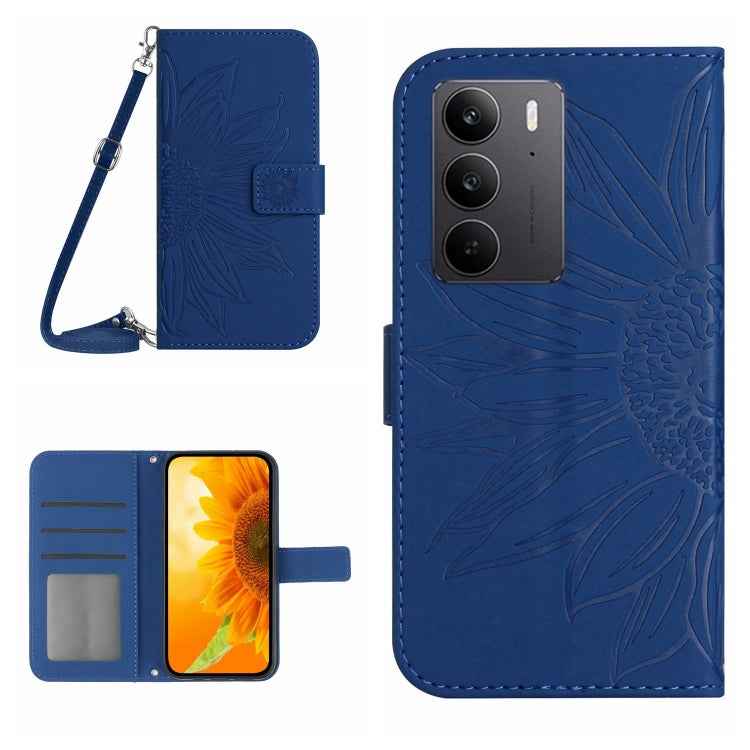 Skin Feel Sun Flower Embossed Flip Leather Phone Case with Lanyard, For Realme 14 Pro+ 5G, For Realme C75 4G, For Realme 13+ 5G Global, For Realme 13 Pro 5G / 13 Pro+ 5G