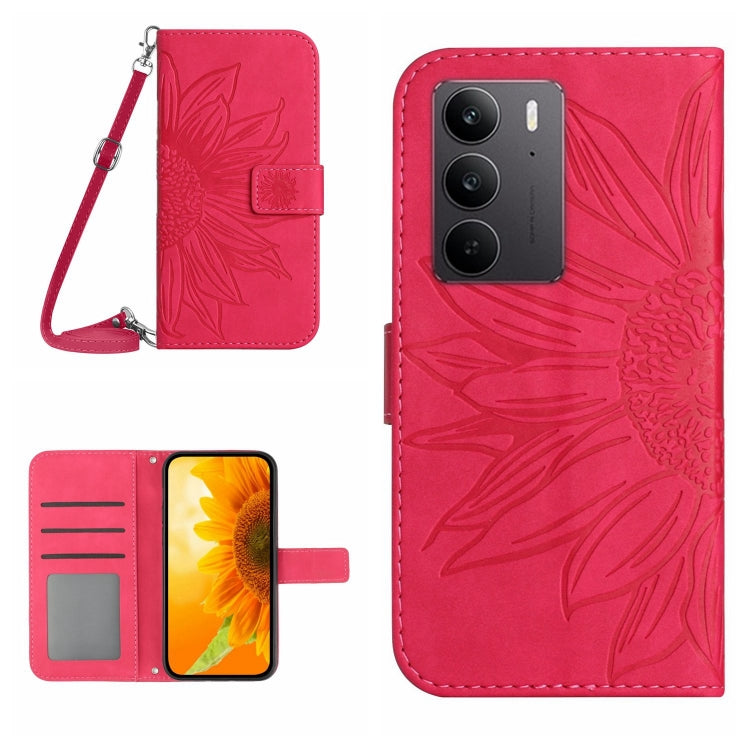 Skin Feel Sun Flower Embossed Flip Leather Phone Case with Lanyard, For Realme 14 Pro+ 5G, For Realme C75 4G, For Realme 13+ 5G Global, For Realme 13 Pro 5G / 13 Pro+ 5G
