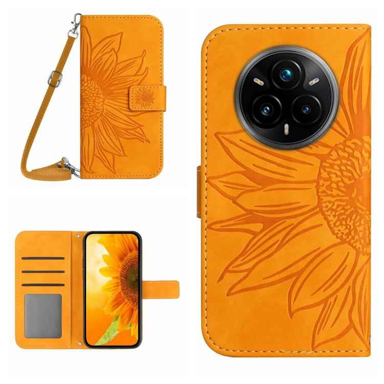 Skin Feel Sun Flower Embossed Flip Leather Phone Case with Lanyard, For Realme 14 Pro+ 5G, For Realme C75 4G, For Realme 13+ 5G Global, For Realme 13 Pro 5G / 13 Pro+ 5G