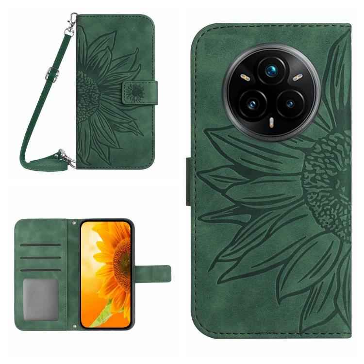 Skin Feel Sun Flower Embossed Flip Leather Phone Case with Lanyard, For Realme 14 Pro+ 5G, For Realme C75 4G, For Realme 13+ 5G Global, For Realme 13 Pro 5G / 13 Pro+ 5G