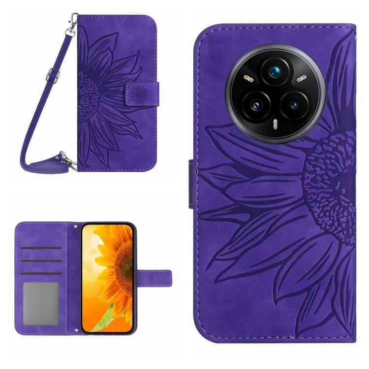 Skin Feel Sun Flower Embossed Flip Leather Phone Case with Lanyard, For Realme 14 Pro+ 5G, For Realme C75 4G, For Realme 13+ 5G Global, For Realme 13 Pro 5G / 13 Pro+ 5G