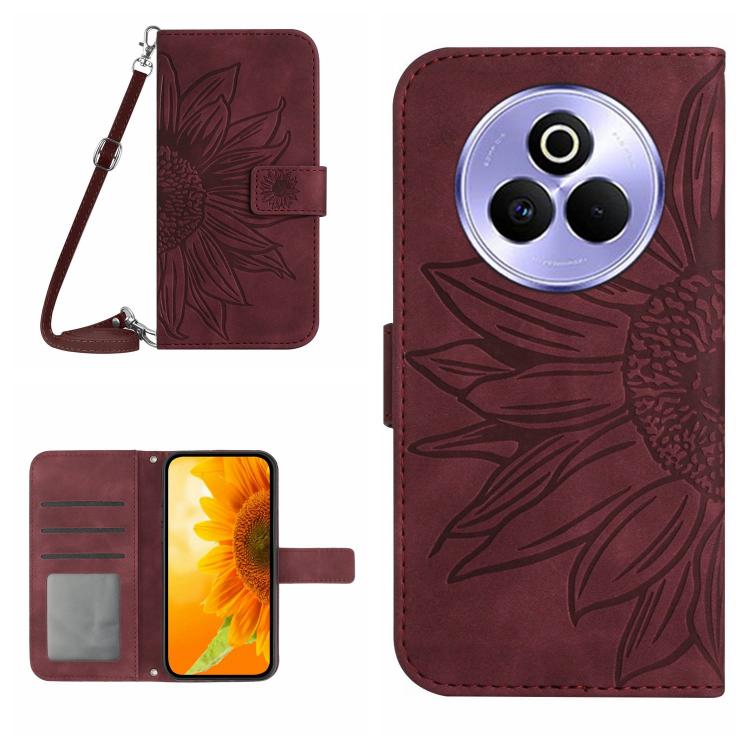 Skin Feel Sun Flower Embossed Flip Leather Phone Case with Lanyard, For Realme C71 4G, For Realme C75 5G, For Realme 14 5G Global / P3 5G Global, For Realme P3 Pro 5G Global
