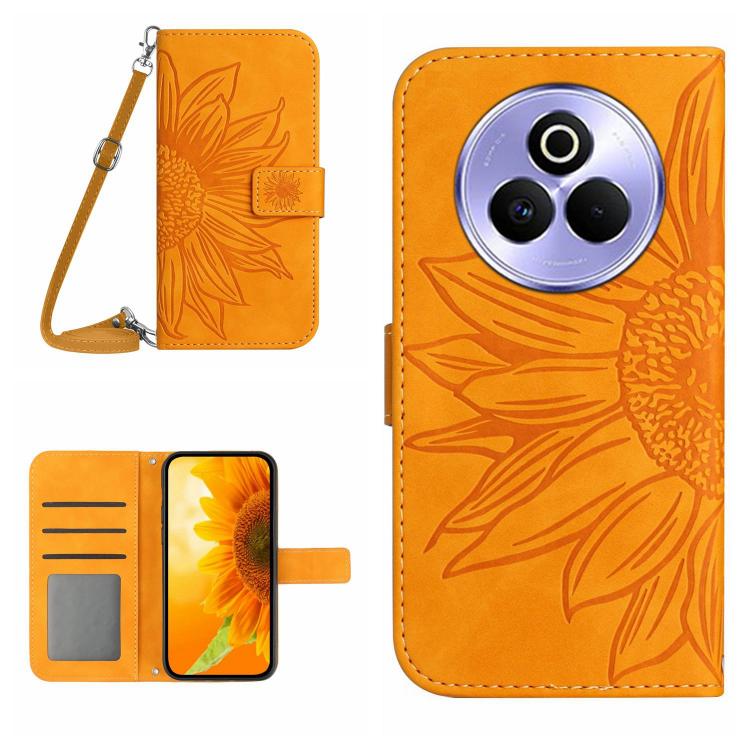 Skin Feel Sun Flower Embossed Flip Leather Phone Case with Lanyard, For Realme C71 4G, For Realme C75 5G, For Realme 14 5G Global / P3 5G Global, For Realme P3 Pro 5G Global