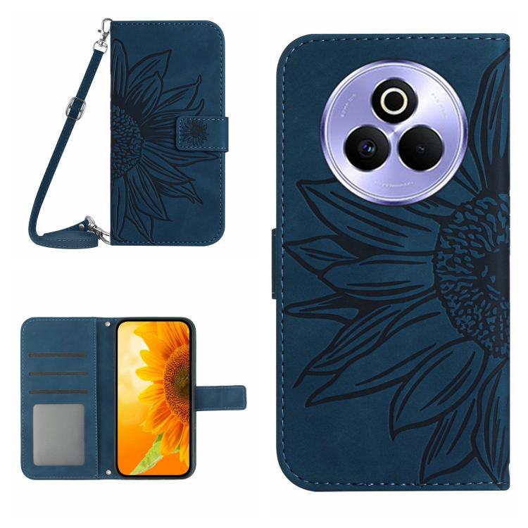 Skin Feel Sun Flower Embossed Flip Leather Phone Case with Lanyard, For Realme C71 4G, For Realme C75 5G, For Realme 14 5G Global / P3 5G Global, For Realme P3 Pro 5G Global