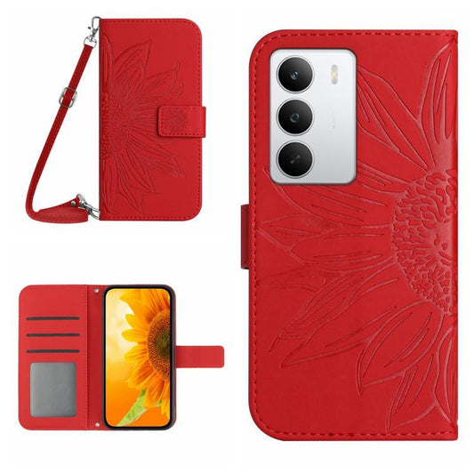 Skin Feel Sun Flower Embossed Flip Leather Phone Case with Lanyard, For Realme C75 5G, For Realme 14 5G Global / P3 5G Global, For Realme P3 Pro 5G Global, For Realme 14 Pro+ 5G