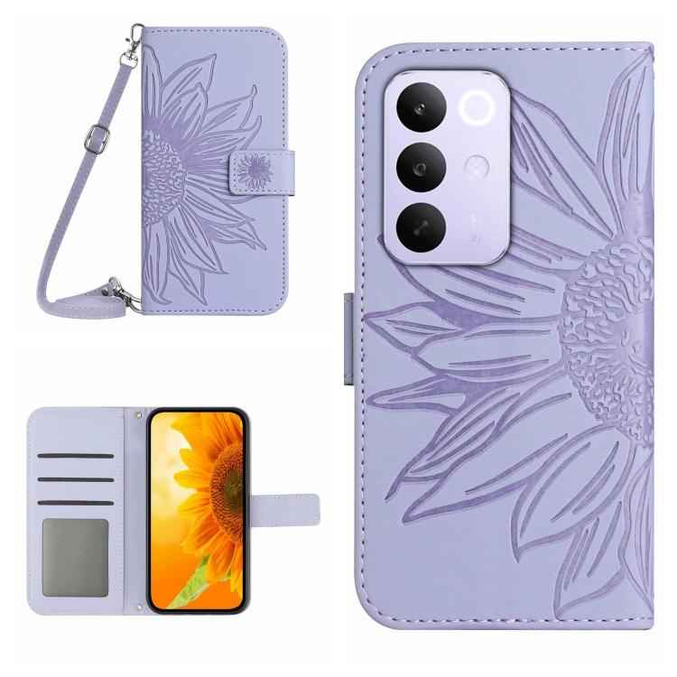 Skin Feel Sun Flower Embossed Flip Leather Phone Case with Lanyard, For Realme C85 5G, For Realme C85 Pro 4G, For Realme 15T 5G, For Realme 15 5G Global / 15 Pro 5G Global