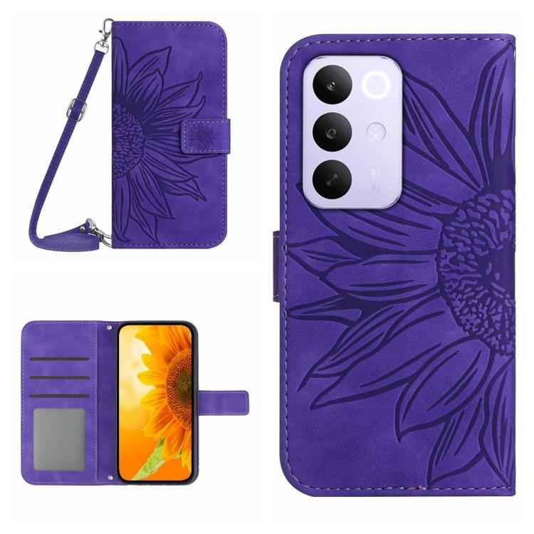 Skin Feel Sun Flower Embossed Flip Leather Phone Case with Lanyard, For Realme C85 5G, For Realme C85 Pro 4G, For Realme 15T 5G, For Realme 15 5G Global / 15 Pro 5G Global
