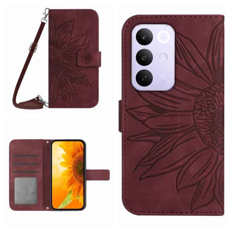 Skin Feel Sun Flower Embossed Flip Leather Phone Case with Lanyard, For Realme C85 5G, For Realme C85 Pro 4G, For Realme 15T 5G, For Realme 15 5G Global / 15 Pro 5G Global