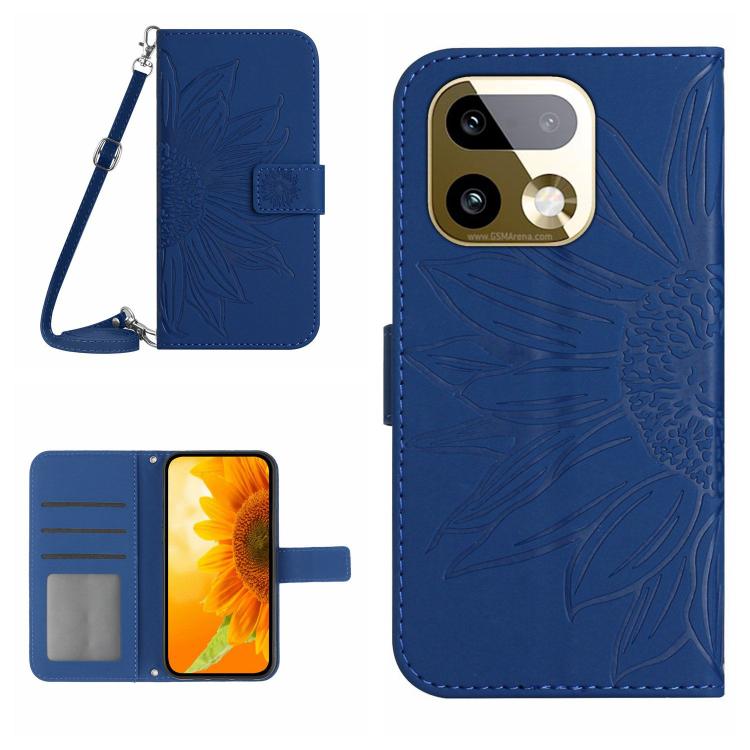 Skin Feel Sun Flower Embossed Flip Leather Phone Case with Lanyard, For Realme C100 4G, For Realme C83 5G, For Realme 16 Pro+ 5G, For Realme C85 5G