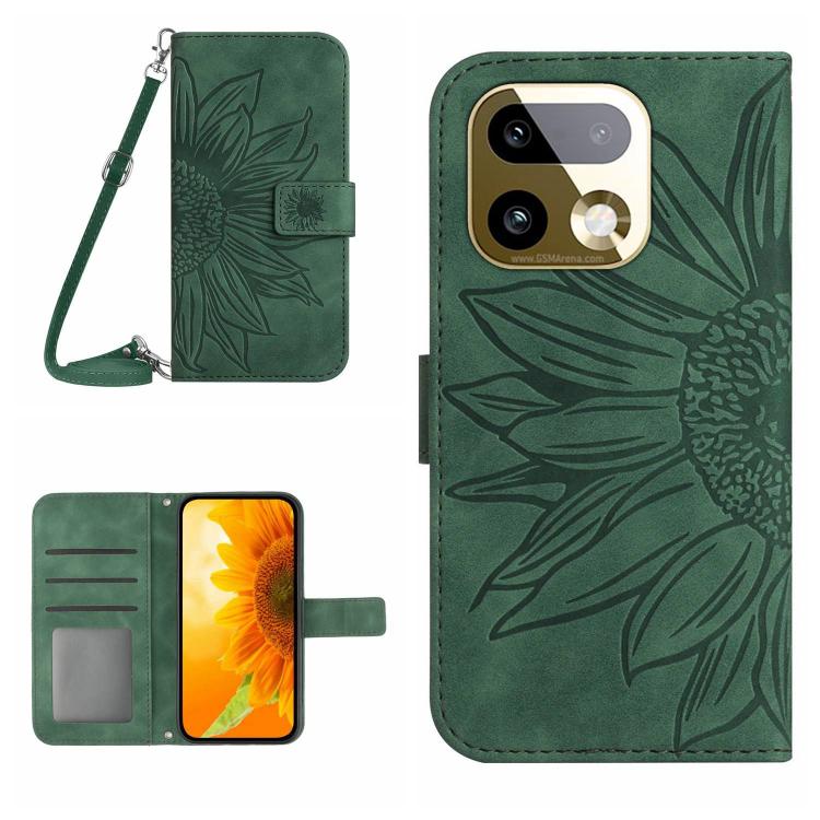 Skin Feel Sun Flower Embossed Flip Leather Phone Case with Lanyard, For Realme C100 4G, For Realme C83 5G, For Realme 16 Pro+ 5G, For Realme C85 5G