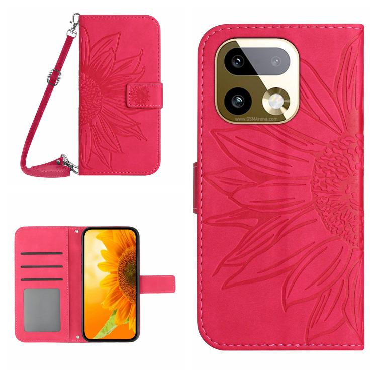 Skin Feel Sun Flower Embossed Flip Leather Phone Case with Lanyard, For Realme C100 4G, For Realme C83 5G, For Realme 16 Pro+ 5G, For Realme C85 5G