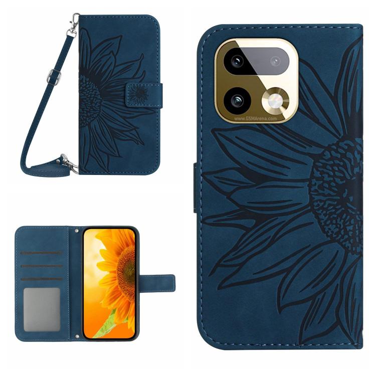 Skin Feel Sun Flower Embossed Flip Leather Phone Case with Lanyard, For Realme C100 4G, For Realme C83 5G, For Realme 16 Pro+ 5G, For Realme C85 5G