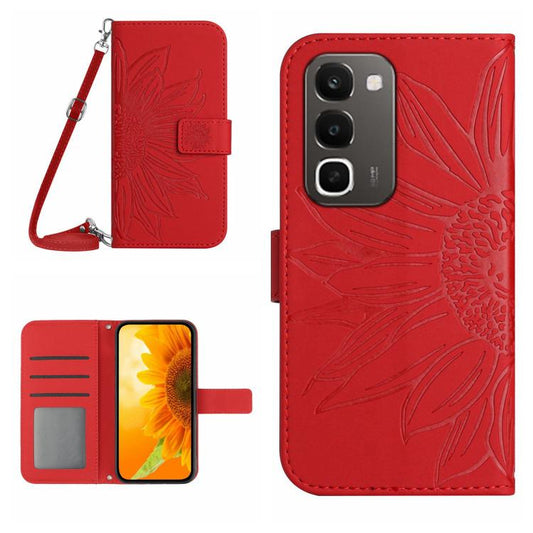 Skin Feel Sun Flower Embossed Flip Leather Phone Case with Lanyard, For Realme C100 4G, For Realme C83 5G, For Realme 16 Pro+ 5G, For Realme C85 5G