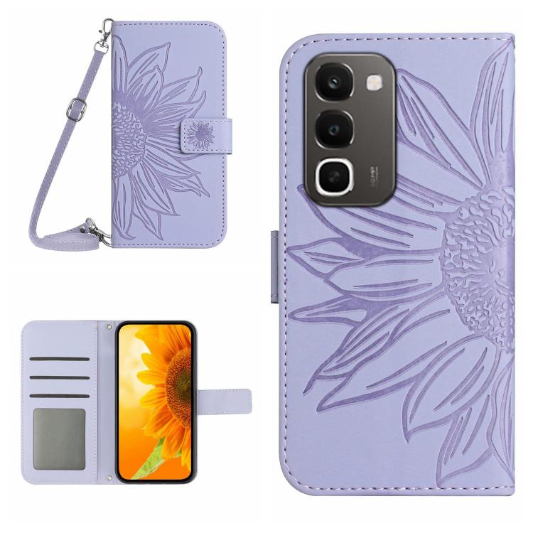 Skin Feel Sun Flower Embossed Flip Leather Phone Case with Lanyard, For Realme C100 4G, For Realme C83 5G, For Realme 16 Pro+ 5G, For Realme C85 5G