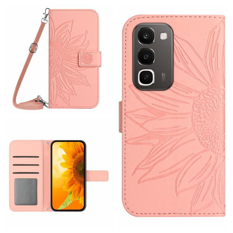 Skin Feel Sun Flower Embossed Flip Leather Phone Case with Lanyard, For Realme C100 4G, For Realme C83 5G, For Realme 16 Pro+ 5G, For Realme C85 5G