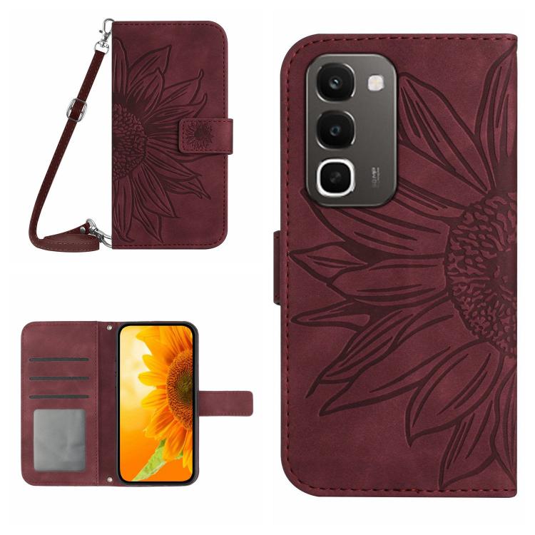 Skin Feel Sun Flower Embossed Flip Leather Phone Case with Lanyard, For Realme C100 4G, For Realme C83 5G, For Realme 16 Pro+ 5G, For Realme C85 5G