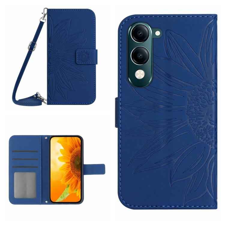 Skin Feel Sun Flower Embossed Flip Leather Phone Case with Lanyard, For vivo Y04 4G / Y29s 5G, For vivo Y29 4G Global, For vivo V50 5G Global, For vivo Y03 4G