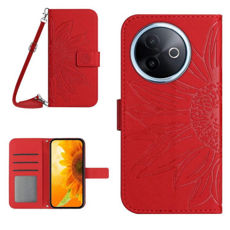 Skin Feel Sun Flower Embossed Flip Leather Phone Case with Lanyard, For vivo Y39 5G Global, For vivo V50 Lite 5G, For vivo Y04 4G / Y29s 5G, For vivo Y29 4G Global