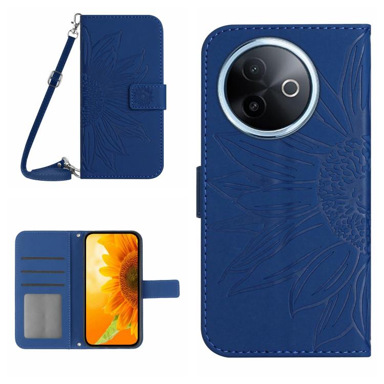 Skin Feel Sun Flower Embossed Flip Leather Phone Case with Lanyard, For vivo Y39 5G Global, For vivo V50 Lite 5G, For vivo Y04 4G / Y29s 5G, For vivo Y29 4G Global