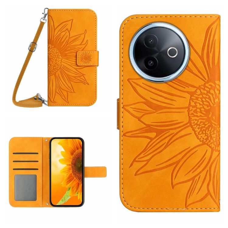 Skin Feel Sun Flower Embossed Flip Leather Phone Case with Lanyard, For vivo Y39 5G Global, For vivo V50 Lite 5G, For vivo Y04 4G / Y29s 5G, For vivo Y29 4G Global