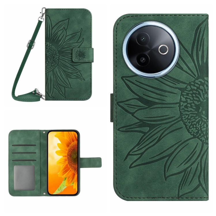 Skin Feel Sun Flower Embossed Flip Leather Phone Case with Lanyard, For vivo Y39 5G Global, For vivo V50 Lite 5G, For vivo Y04 4G / Y29s 5G, For vivo Y29 4G Global