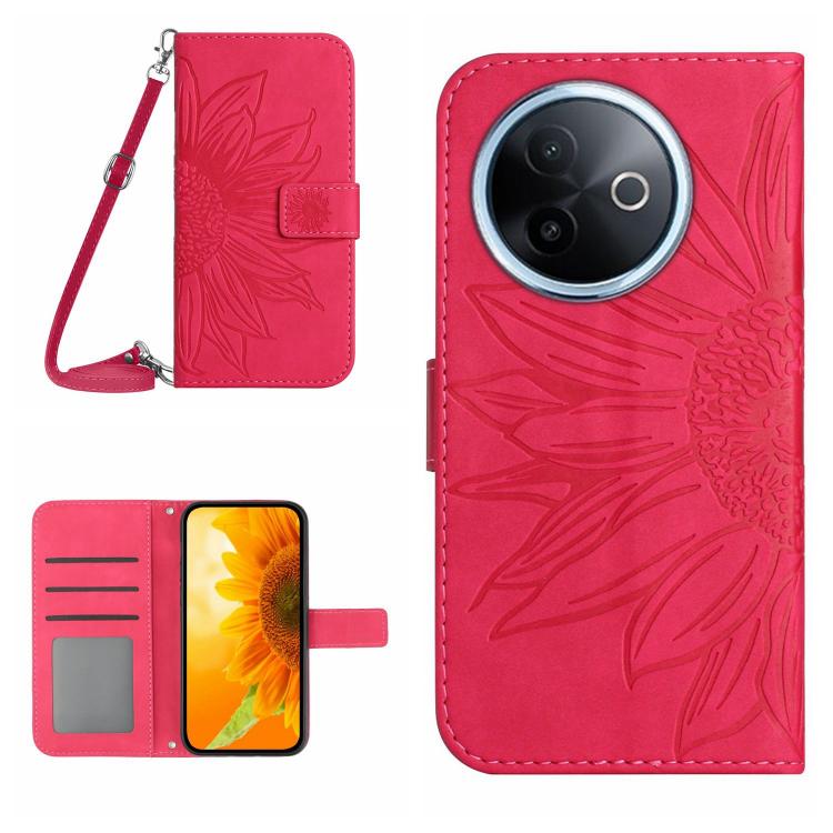 Skin Feel Sun Flower Embossed Flip Leather Phone Case with Lanyard, For vivo Y39 5G Global, For vivo V50 Lite 5G, For vivo Y04 4G / Y29s 5G, For vivo Y29 4G Global