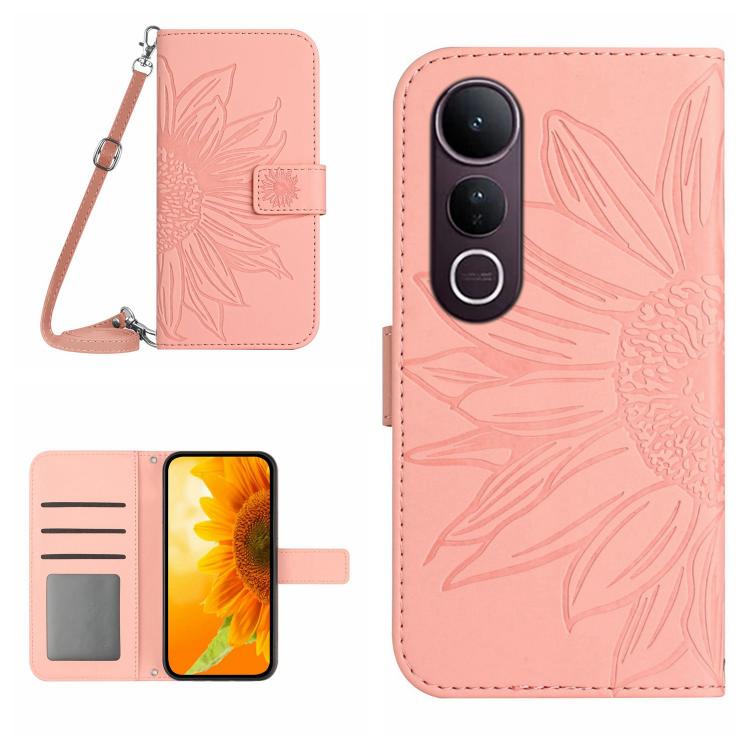 Skin Feel Sun Flower Embossed Flip Leather Phone Case with Lanyard, For vivo Y39 5G Global, For vivo V50 Lite 5G, For vivo Y04 4G / Y29s 5G, For vivo Y29 4G Global