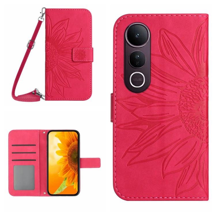 Skin Feel Sun Flower Embossed Flip Leather Phone Case with Lanyard, For vivo Y39 5G Global, For vivo V50 Lite 5G, For vivo Y04 4G / Y29s 5G, For vivo Y29 4G Global