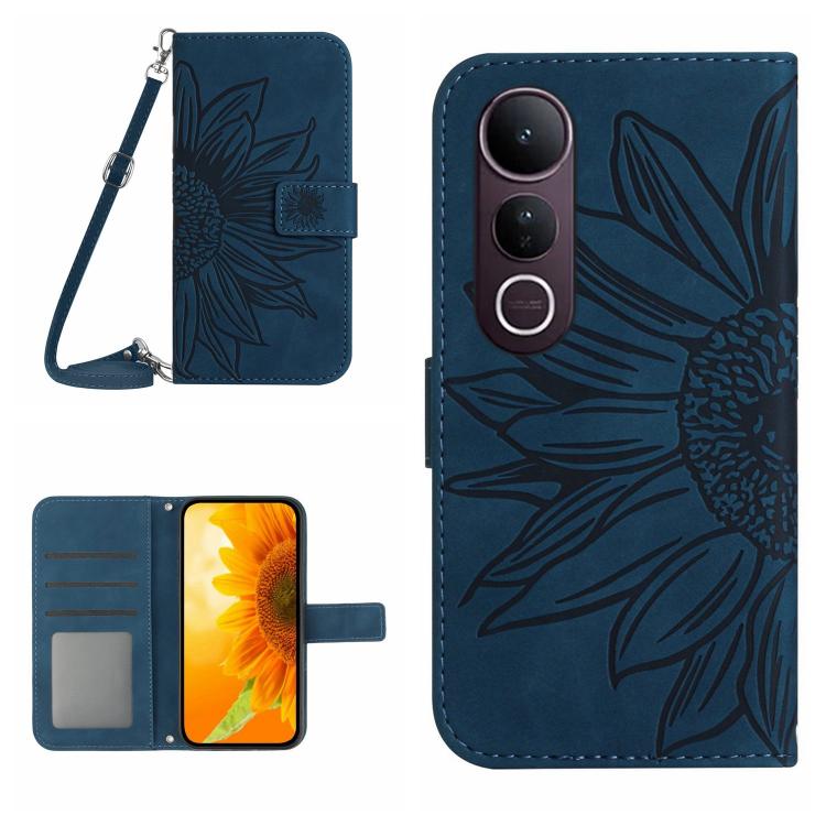 Skin Feel Sun Flower Embossed Flip Leather Phone Case with Lanyard, For vivo Y39 5G Global, For vivo V50 Lite 5G, For vivo Y04 4G / Y29s 5G, For vivo Y29 4G Global