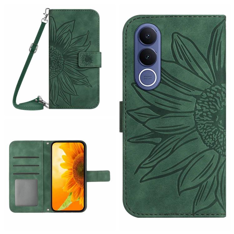Skin Feel Sun Flower Embossed Flip Leather Phone Case with Lanyard, For vivo V70 FE 5G, For vivo V70 5G Global / V70 Elite 5G, For vivo V60 Lite 5G, For vivo V60 5G