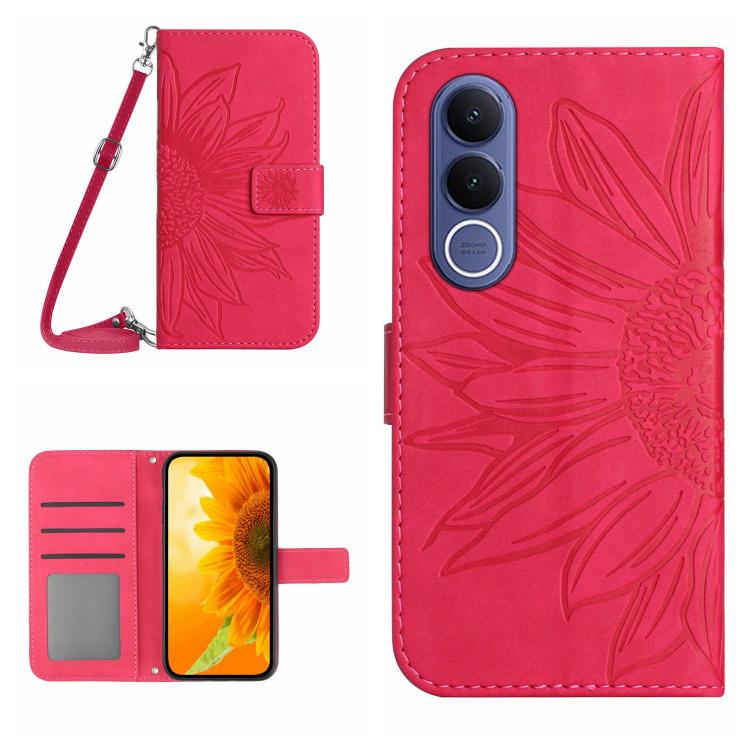 Skin Feel Sun Flower Embossed Flip Leather Phone Case with Lanyard, For vivo V70 FE 5G, For vivo V70 5G Global / V70 Elite 5G, For vivo V60 Lite 5G, For vivo V60 5G