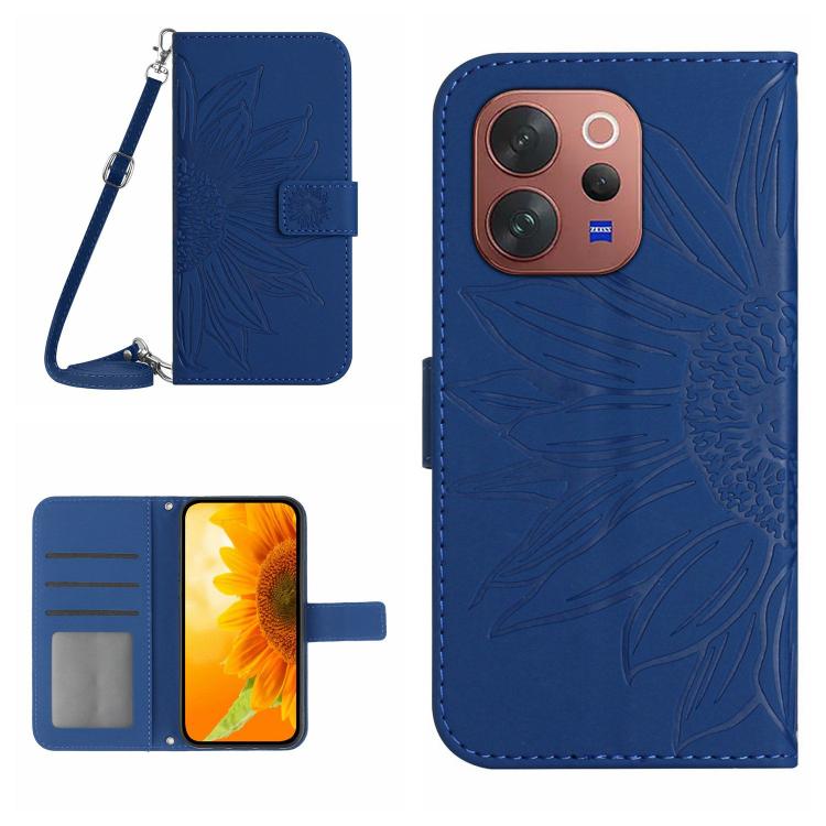 Skin Feel Sun Flower Embossed Flip Leather Phone Case with Lanyard, For vivo V70 FE 5G, For vivo V70 5G Global / V70 Elite 5G, For vivo V60 Lite 5G, For vivo V60 5G