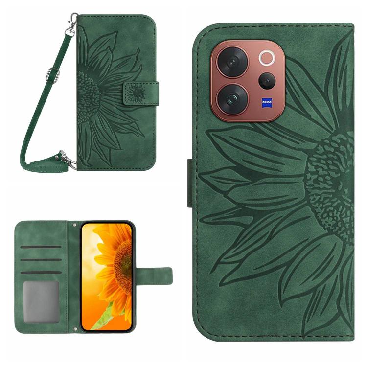 Skin Feel Sun Flower Embossed Flip Leather Phone Case with Lanyard, For vivo V70 FE 5G, For vivo V70 5G Global / V70 Elite 5G, For vivo V60 Lite 5G, For vivo V60 5G