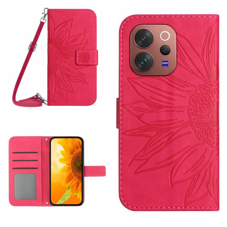 Skin Feel Sun Flower Embossed Flip Leather Phone Case with Lanyard, For vivo V70 FE 5G, For vivo V70 5G Global / V70 Elite 5G, For vivo V60 Lite 5G, For vivo V60 5G