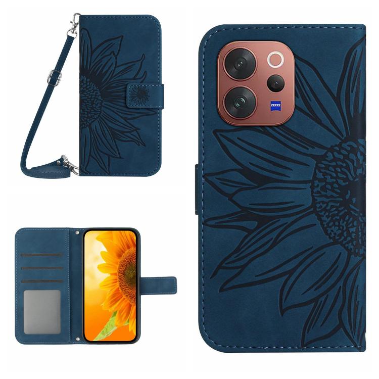 Skin Feel Sun Flower Embossed Flip Leather Phone Case with Lanyard, For vivo V70 FE 5G, For vivo V70 5G Global / V70 Elite 5G, For vivo V60 Lite 5G, For vivo V60 5G