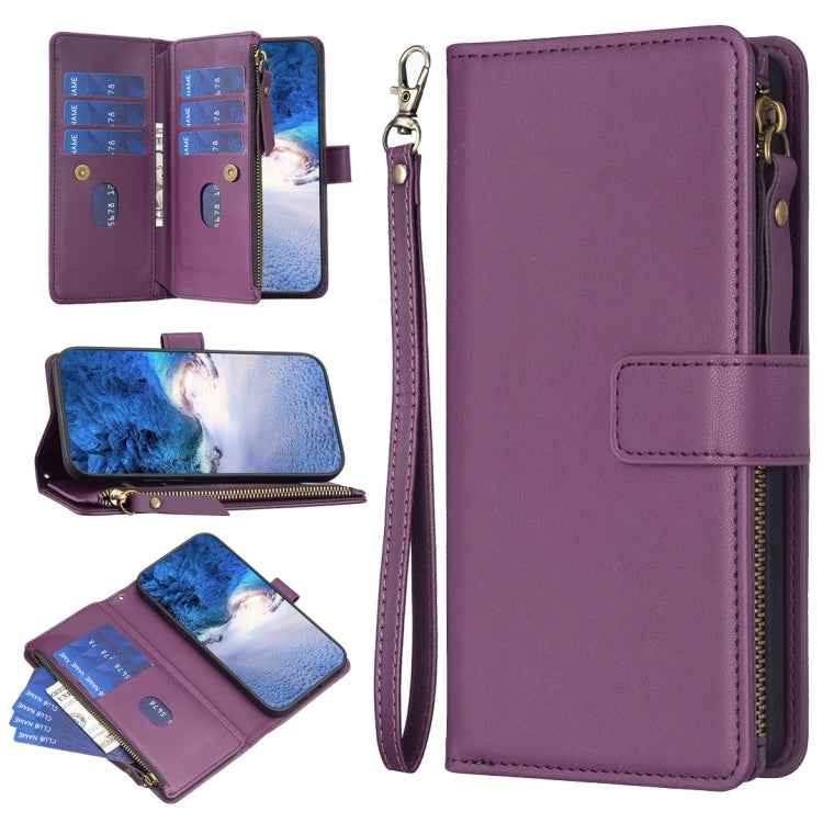 9 Card Slots Zipper Wallet Leather Flip Phone Case, For Realme C53, For Realme C55