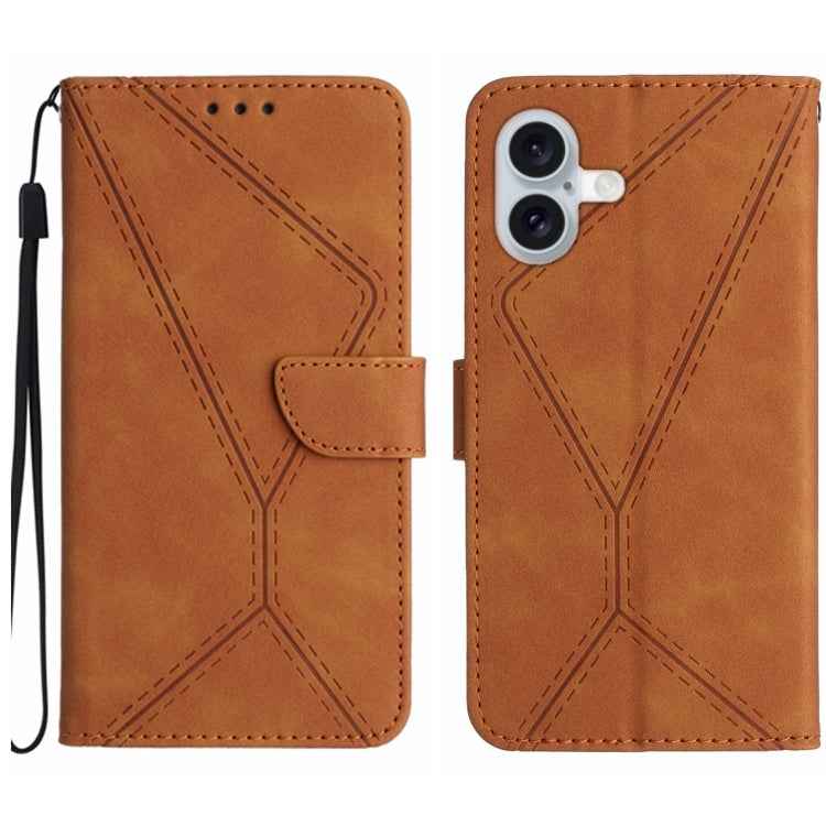 Stitching Embossed Leather Phone Case, For iPhone 16, For iPhone 15 Pro Max, For iPhone 15 Pro, For iPhone 15 Plus, For iPhone 15