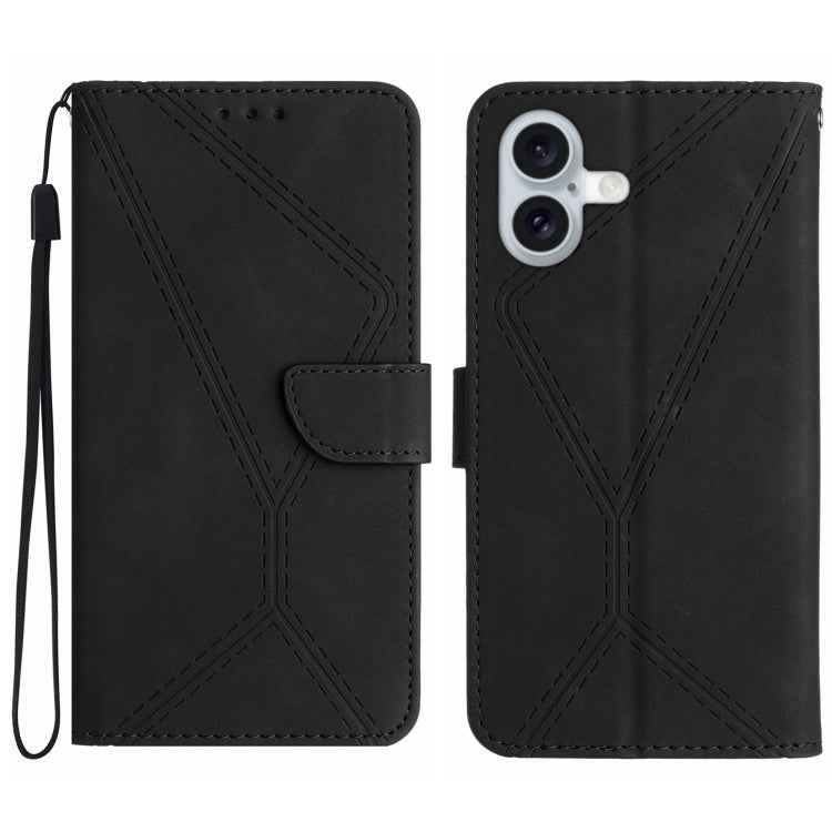 Stitching Embossed Leather Phone Case, For iPhone 16, For iPhone 15 Pro Max, For iPhone 15 Pro, For iPhone 15 Plus, For iPhone 15