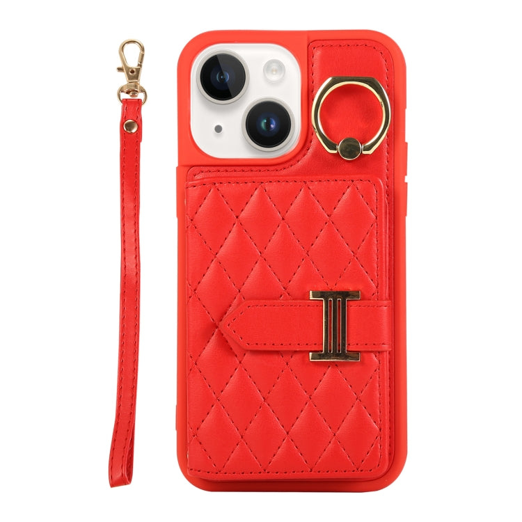Horizontal Card Bag Ring Holder Phone Case with Dual Lanyard, For iPhone 14 Plus, For iPhone 14, For iPhone 14 Pro, For iPhone 14 Pro Max, For iPhone 13 Pro Max, For iPhone 13 Pro