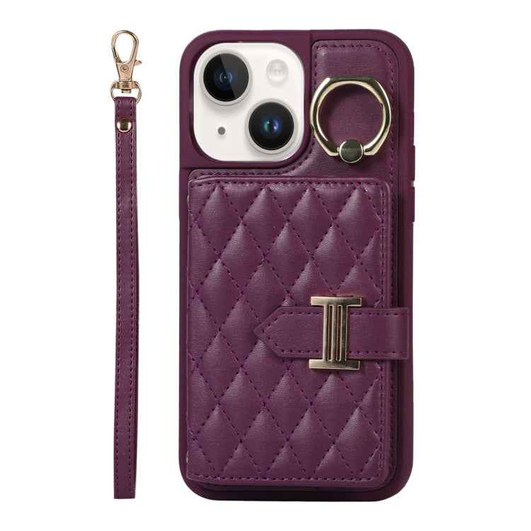 Horizontal Card Bag Ring Holder Phone Case with Dual Lanyard, For iPhone 14 Plus, For iPhone 14, For iPhone 14 Pro, For iPhone 14 Pro Max, For iPhone 13 Pro Max, For iPhone 13 Pro