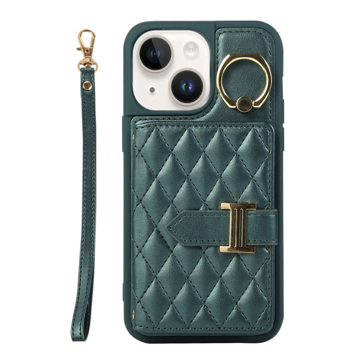 Horizontal Card Bag Ring Holder Phone Case with Dual Lanyard, For iPhone 14 Plus, For iPhone 14, For iPhone 14 Pro, For iPhone 14 Pro Max, For iPhone 13 Pro Max, For iPhone 13 Pro