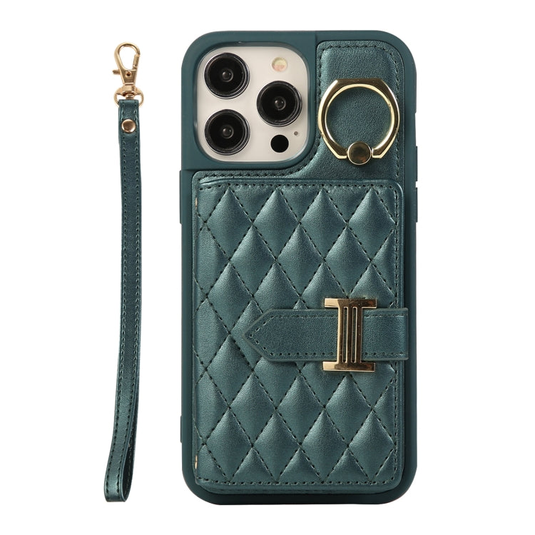 Horizontal Card Bag Ring Holder Phone Case with Dual Lanyard, For iPhone 14 Plus, For iPhone 14, For iPhone 14 Pro, For iPhone 14 Pro Max, For iPhone 13 Pro Max, For iPhone 13 Pro