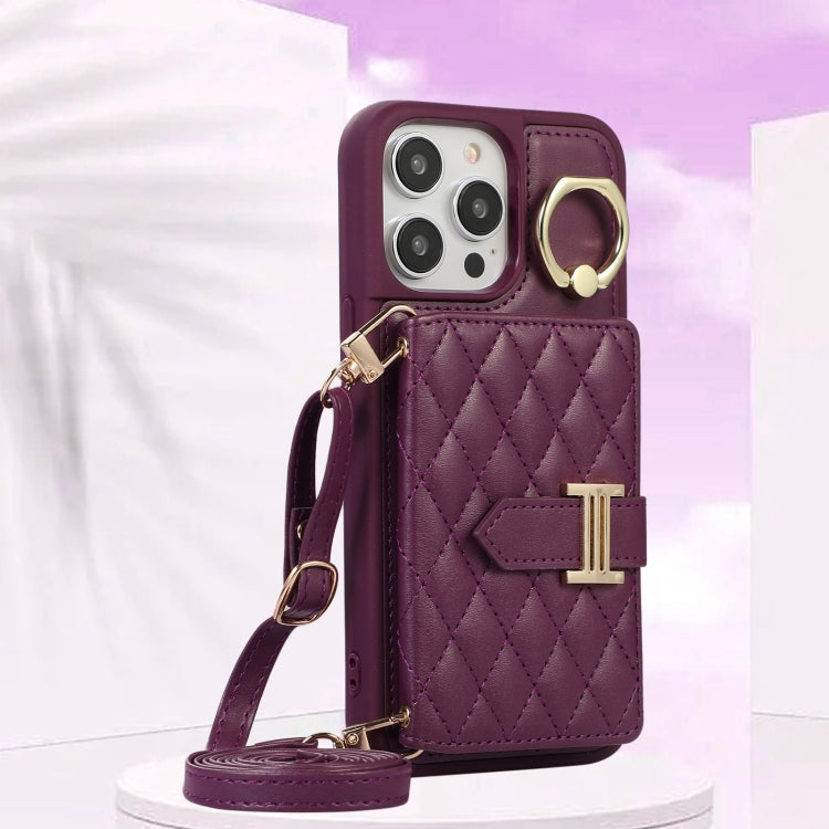 Horizontal Card Bag Ring Holder Phone Case with Dual Lanyard