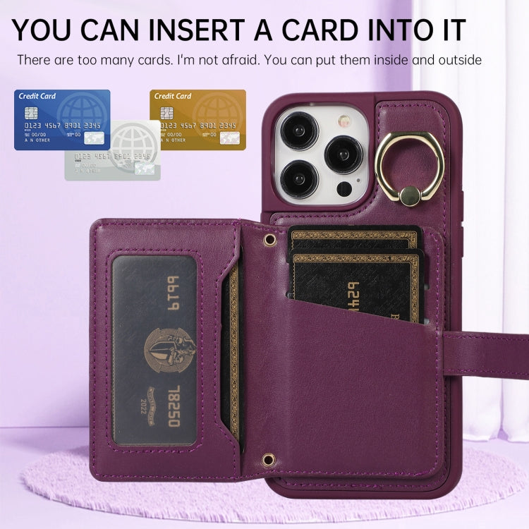 Horizontal Card Bag Ring Holder Phone Case with Dual Lanyard, For iPhone 11 Pro, For iPhone X / XS, For iPhone XR, For iPhone XS Max