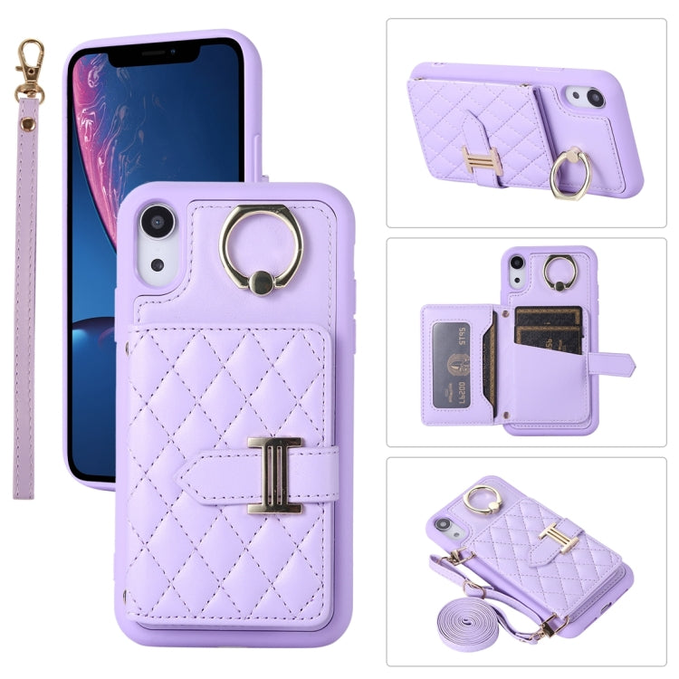 Horizontal Card Bag Ring Holder Phone Case with Dual Lanyard, For iPhone 11 Pro, For iPhone X / XS, For iPhone XR, For iPhone XS Max