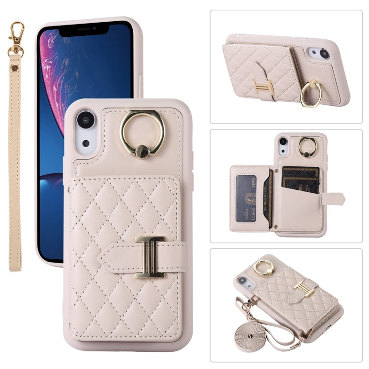 Horizontal Card Bag Ring Holder Phone Case with Dual Lanyard, For iPhone 11 Pro, For iPhone X / XS, For iPhone XR, For iPhone XS Max