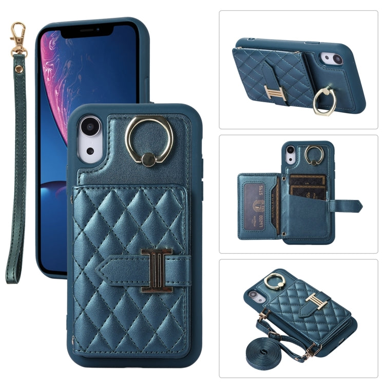 Horizontal Card Bag Ring Holder Phone Case with Dual Lanyard, For iPhone 11 Pro, For iPhone X / XS, For iPhone XR, For iPhone XS Max