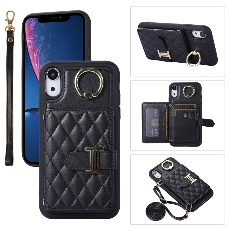 Horizontal Card Bag Ring Holder Phone Case with Dual Lanyard, For iPhone 11 Pro, For iPhone X / XS, For iPhone XR, For iPhone XS Max
