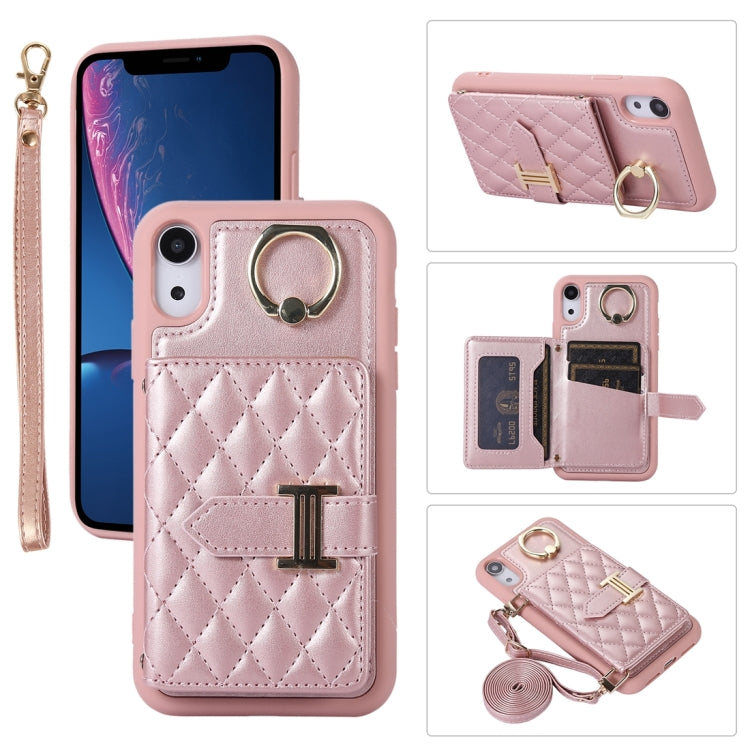 Horizontal Card Bag Ring Holder Phone Case with Dual Lanyard, For iPhone 11 Pro, For iPhone X / XS, For iPhone XR, For iPhone XS Max